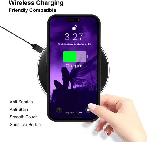 Vista 5 de OOK Diseños para iPhone 14 Pro Max Funda con Purpurina Mariposa Púrpura Diseño de Nebulosa Espacial PC Duro + TPU Suave Parachoques Antideslizante