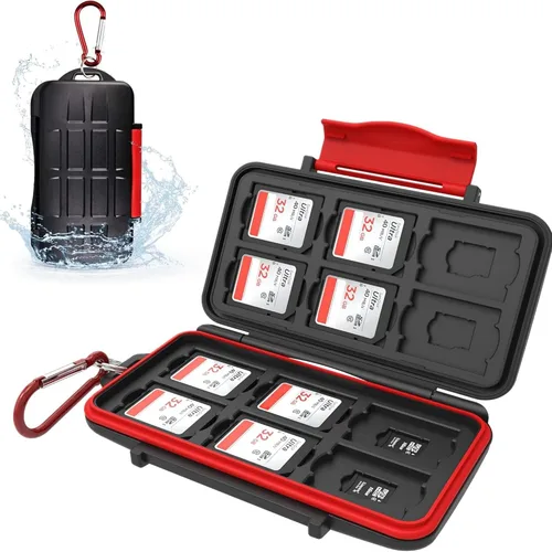 Vista 12 de Kiorafoto Estuche Porta Tarjetas SD SDHC SDXC de 12 Ranuras Profesional, Resistente al Agua, Anti-Shock, Protector de Almacenamiento de Tarjetas