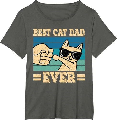 Vista 46 de Best Cat Dad Ever Vintage Funny Cat Lover Retro Men T-Shirt Asphalt Grey