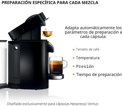 Vista 5 de Nespresso VertuoPlus Deluxe - Paquete de máquina de café y espresso con espumador de leche Aeroccino de De'Longhi, negro