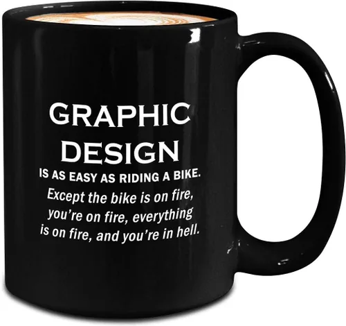 Vista 2 de Gifts for Graphic Designer Artist Mug - Large 15oz Black Coffee Tea Cup - Traditional Digital Illustrator 2D 3D Fine Art Student Multimedia Funny
