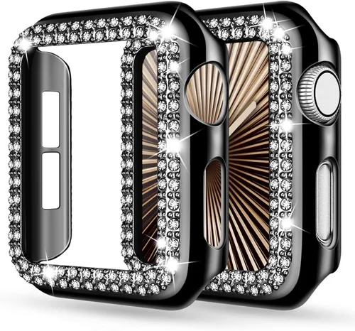 Vista 30 de Adepoy - Funda Compatible para Apple Watch de 1.496 Pulgadas Serie 3/2/1, con Brillantes, Funda Protectora con Marco de Pantalla para Mujer, Niña