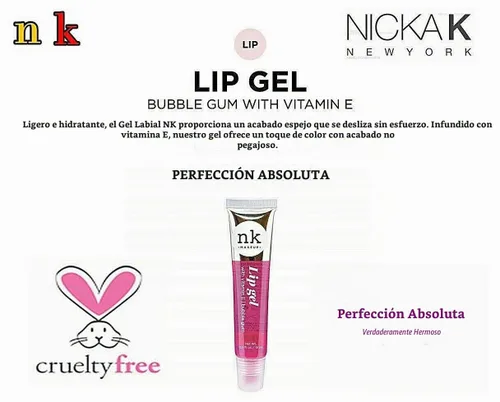 Vista 5 de Paquete de 4 Gel Labial Nicka K (TRANSPARENTE, FRESA, CEREZA, CHICLE)