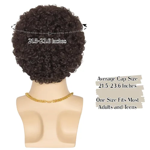 Vista 4 de Miss U Hair - Peluca afro corta y rizada para hombre, peluca de fiesta de los años 70, peluca de discoteca de Halloween con collar, lentes y bigote