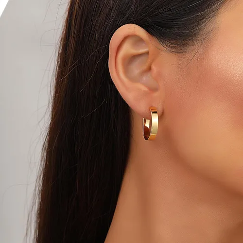 Vista 6 de Juego de 6 pares de aretes de aro de oro grueso para mujer, chapados en oro de 14 quilates, hipoalergénicos, gruesos, abiertos, joyería para regalos