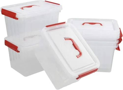 Vista 2 de Kiddream Paquete de 6 cajas pequeñas transparentes, contenedores de almacenamiento de plástico de 6 cuartos de galón con tapas