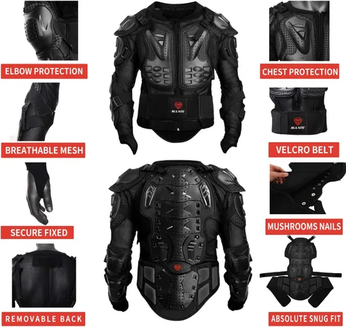 Vista 3 de Gute - Chaqueta protectora de motocicleta con armadura completa, chaqueta protectora de motocross, armadura protectora, equipo deportivo