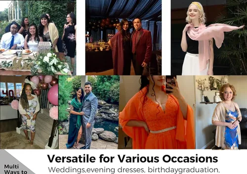 Vista 7 de Chales de gasa para novia, boda, fiesta, vestido de noche y vestidos para ocasiones especiales