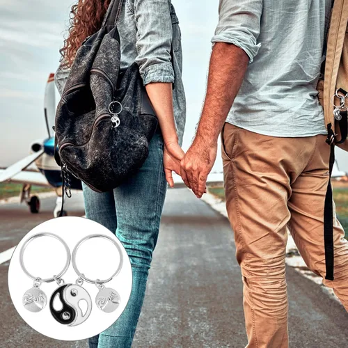 Vista 6 de Generic Yin Yang - Llaveros redondos a juego para parejas, llavero con colgante magnético, cadena de relación, regalo de empalme de tai para mejor