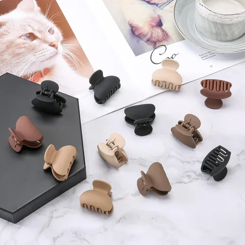 Vista 2 de Lolalet - Paquete de 12 pinzas pequeñas para el cabello para mujer, cabello fino y corto, 1.5 pulgadas, lindos clips de mandíbula de tamaño mediano