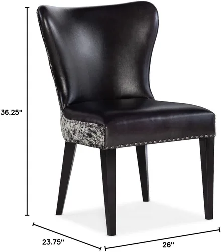 Vista 3 de Hooker Furniture Silla de cuero Kale con sal y pimienta HOH en negro