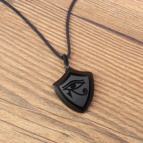 Vista 5 de COAI Collar de amuleto con colgante de obsidiana negra, Piedra, Obsidiana
