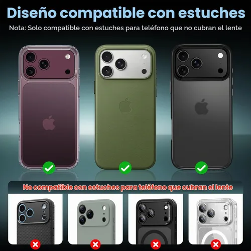 Vista 4 de Uyiton Protector de lente de cámara para iPhone 18 Pro, cubierta de vidrio A-Negro