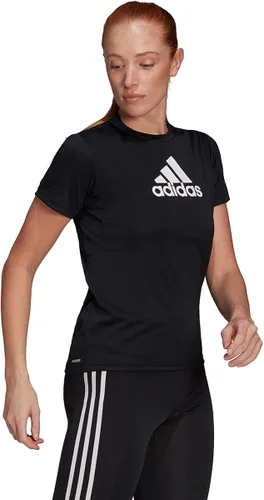 Vista 4 de adidas Camiseta deportiva Primeblue Designed 2 Move Logo para mujer, White-vivid Red