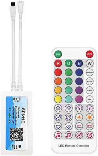 Vista 10 de Controlador de tira LED de píxeles WS2811 WS2812B WS2813 WS2815 Pixeles LED Bluetooth SP105E Controlador LED inteligente DC5-24V (SP105E)