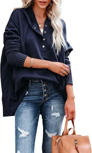 Vista 2 de nqgsntc Sudadera con capucha de manga larga con cuello en V para mujer, suéter universitario con bolsillo, ropa de talla grande