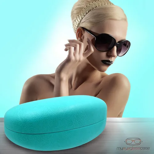 Vista 2 de MyEyeglassCase Estuche rígido grande para lentes de sol Se adapta a lentes de sol curvos grandes a extra grandes, con paño de microfibra
