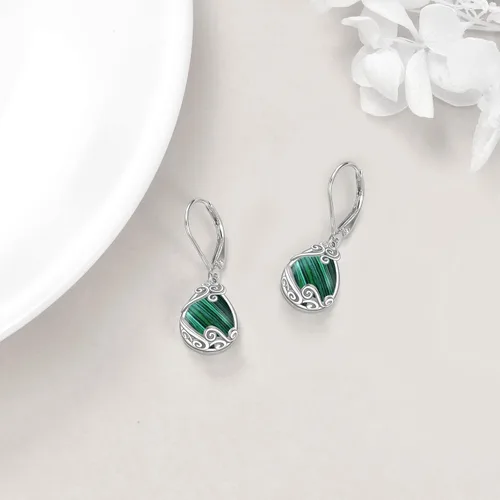 Vista 111 de Aretes colgantes con forma de lágrima de filigrana de piedra lunar de plata de ley 925 con cierre de palanca para mujer, regalos de joyería