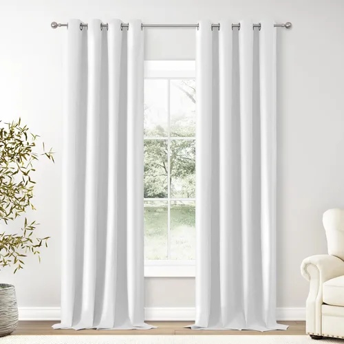 Vista 127 de ChrisDowa Cortinas 100% Opacas de Abedul Sólido de 45 Pulgadas de Largo, 2 Paneles para Dormitorio y Sala de Estar, Estilo Granja Oscurecedoras