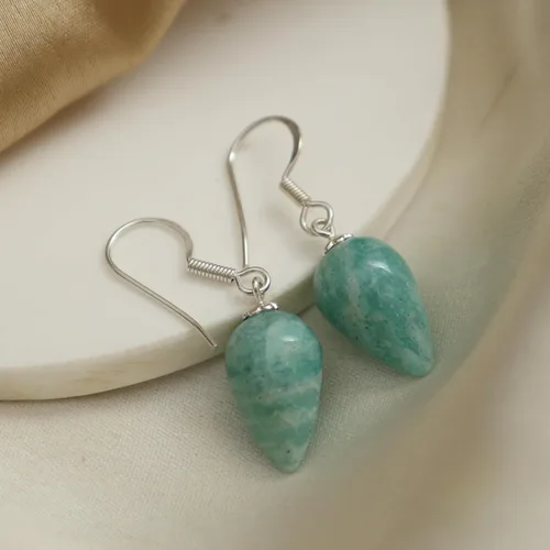Vista 3 de Aretes colgantes para mujer, aretes de cristal de lágrima, joyas de piedras preciosas naturales, plata 925, uso diario, regalo para mamá, novia