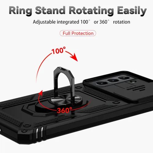 Vista 4 de Funda para Galaxy S21, con protectores de pantalla y funda para cámara, [grado militar] de 16 pies. Funda a prueba de caídas con función de atril