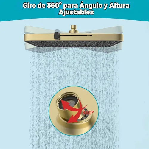 Vista 6 de Hibbent Cabezal de ducha con 5 modos de pulverización, cabezal de ducha de lluvia de alta presión de 13 pulgadas, cabezal de ducha grande para baño
