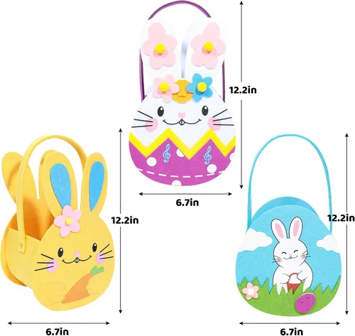 Vista 3 de JOYIN 3 cestas de Pascua, cestas de conejo de Pascua para niños, caza de huevos de Pascua, recuerdos de fiesta de Pascua, cubo de caza de huevos