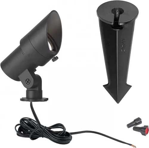 Vista 2 de WAC Iluminación de paisaje, luz LED de 12 V de tamaño pequeño con ángulo de haz ajustable y control de brillo integral, 50-420 lúmenes, 3000 K, Negro