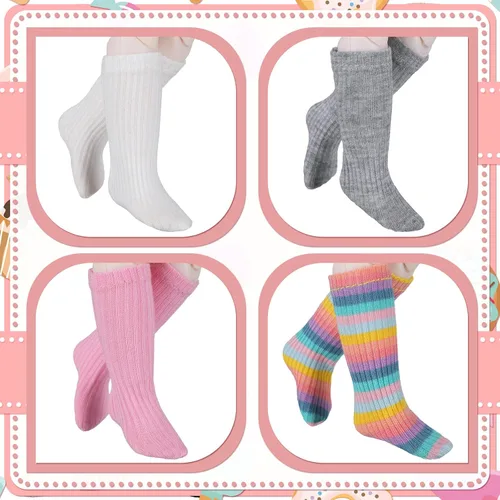 Vista 5 de Sotiff - 6 pares de calcetines de muñeca de punto acanalado, para muñecas de 11.8 pulgadas, lindo color Dress up Accessory for Girl Dolls, Ribbed