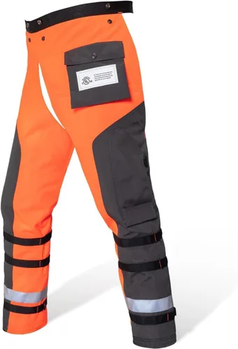 Vista 9 de Chaparreras de motosierra con envoltura técnica de YARDMARIS de UL Clase A, 8 capas, estilo delantal, color verde ejército Verde militar