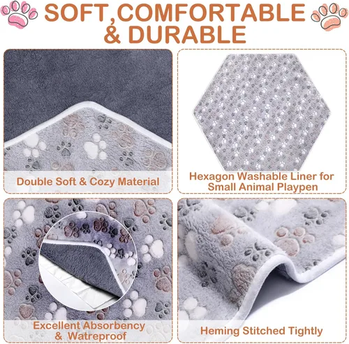 Vista 3 de Preboun 4 almohadillas reutilizables para corralito de Guinea de 47 pulgadas, color gris oscuro, pata