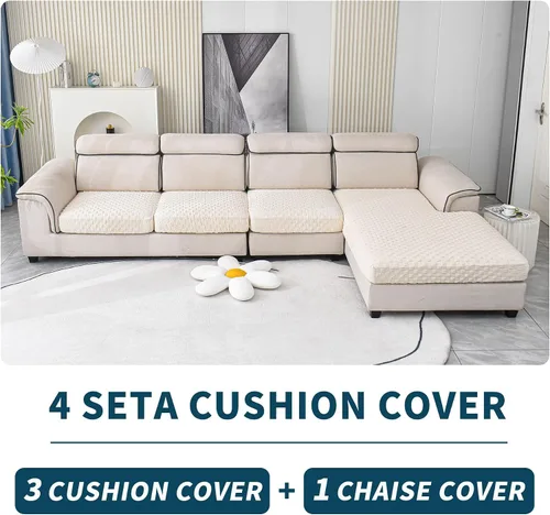 Vista 7 de Fundas para sofá seccional, fundas de cojín en forma de L para sofá seccional, fundas elásticas para sofá seccional, protector de muebles para Beige