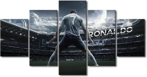Vista 38 de TUMOVO Lienzo decorativo para pared, cuadro de Cristiano Ronaldo, cuadros de club de fútbol, impresiones en lienzo, póster de arte de pared, arte