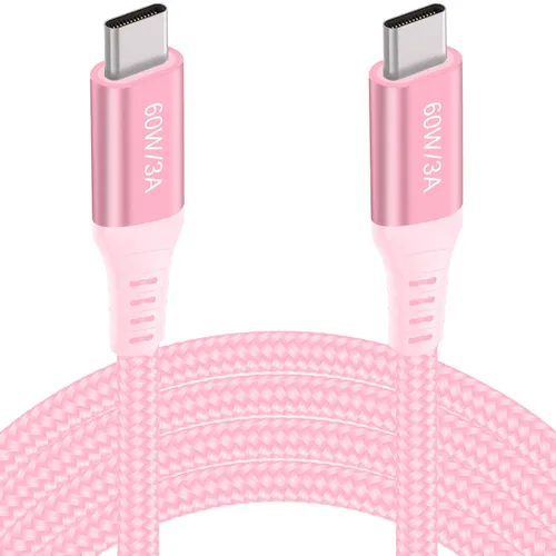 Vista 7 de Cables USB C a USB C de 60 W (paquete de 2 de 6.6 pies), cable tipo C a tipo C, cable de carga rápida compatible con iPhone 15, MacBook Pro/Air