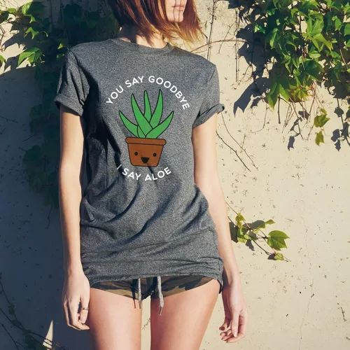 Vista 5 de You Say Goodbye I Say Aloe - Camiseta divertida con diseño de áloe suculento