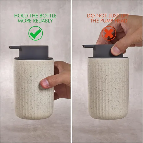 Vista 4 de Dispensador de espuma – Dispensador de bomba de mano beige, dispensador de jabón espumoso, dispensador de líquido de cerámica para cocina, baño