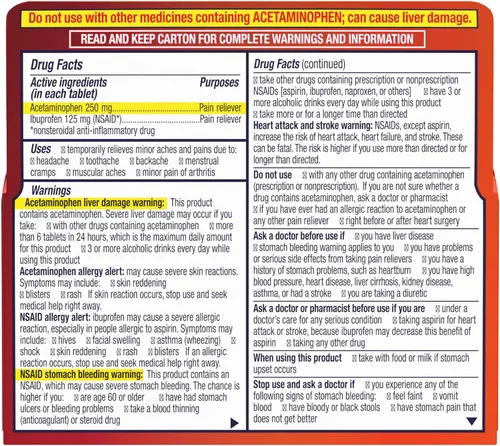 Vista 8 de Motrin Dual Action con Tylenol, Analgésico de acción dual de acción rápida con ibuprofeno y acetaminofén para dolores y molestias menores