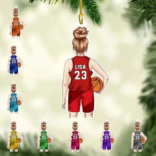 Vista 28 de Adorno Personalizado de Baloncesto 2025 - Adorno de Jugador de Baloncesto - Adornos de Árbol de Navidad de Baloncesto - Regalos de Jugador de Bkb 5