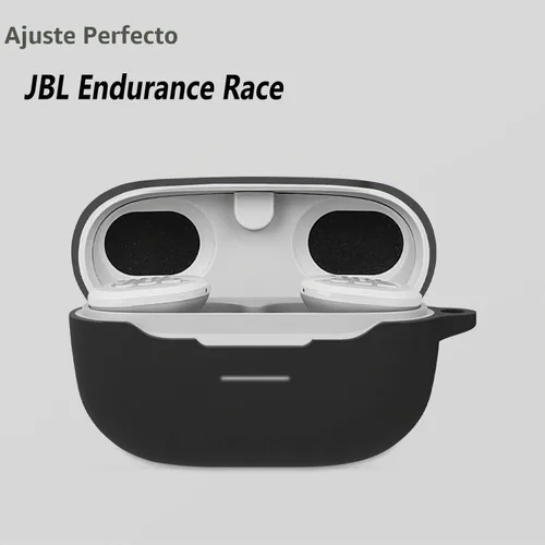 Vista 3 de Geiomoo Funda de silicona compatible con JBL Endurance Race, funda protectora con mosquetón (negro)