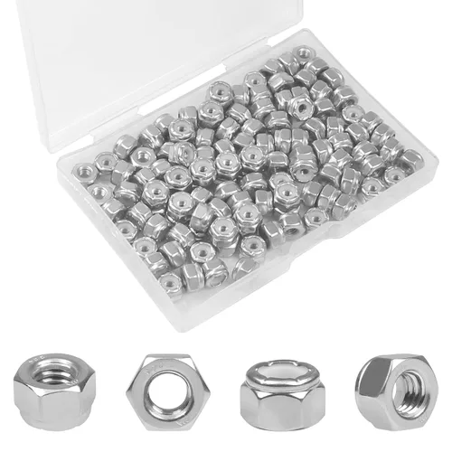 Vista 11 de 110 tuercas hexagonales de nailon de 1/4 "-20, acero inoxidable 304