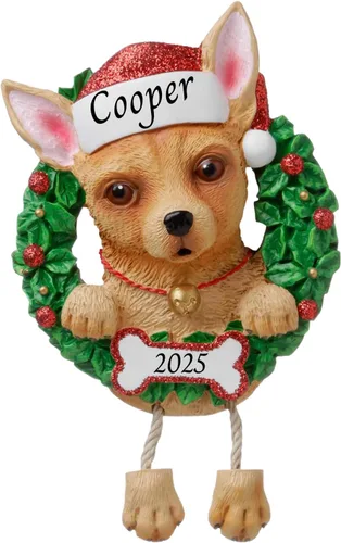 Vista 24 de Adornos personalizados para árbol de Navidad 2024 para mascotas – Razas de perros Beagle – Adorno personalizado de Feliz Navidad – Recuerdo