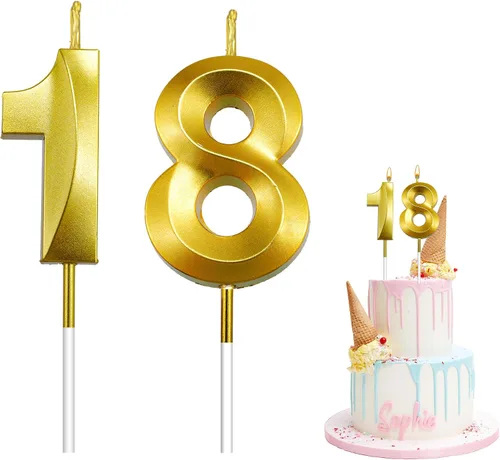 Vista 9 de Velas de cumpleaños para pasteles, velas de cumpleaños número 1 doradas, velas de números de feliz cumpleaños, velas de números para decoración