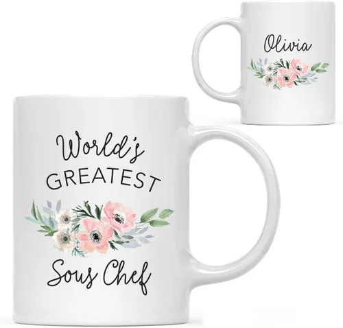 Vista 14 de Andaz Press Taza de café personalizada de 11 onzas, taza ejecutiva de relaciones públicas más grande del mundo, flor de anémona rosa, 1 paquete