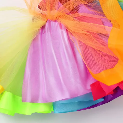 Vista 19 de IBAKOM Conjunto de ropa de 3 piezas para bebé niña de 1er cumpleaños + tutú de tul de princesa arcoíris + diadema con lazo, conjunto de ropa de 3