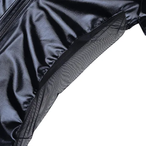 Vista 7 de Moily Bodycon - Maillot de manga corta de piel con cremallera para hombre