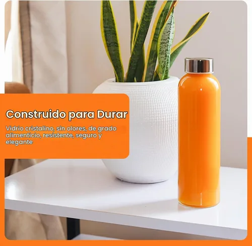 Vista 3 de Epica Botellas de vidrio transparente con tapas, botellas de agua de 17.5 onzas, paquete de 6 Travel-Friendly Juice bottles, Mix, Serve, and Store