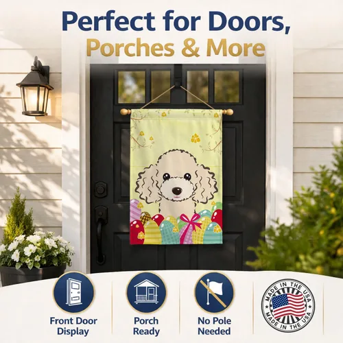 Vista 839 de Caroline's Treasures BB1923GF Bandera decorativa para jardín con diseño de Border Collie, para caza de huevos de Pascua, para jardín, jardín, patio