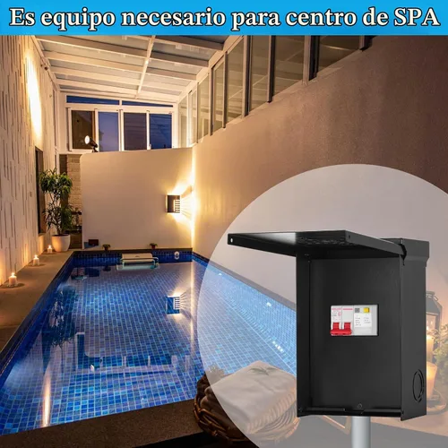 Vista 7 de Briidea Panel de spa de 50 amperios con disyuntor GFCI de 3 polos y 50 amperios, impermeable IP 65, ideal para spas, jacuzzis, piscinas, hogar Negro
