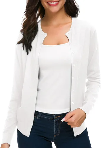 Vista 6 de Urban CoCo Suéter de punto de manga larga con cuello redondo y botones para mujer