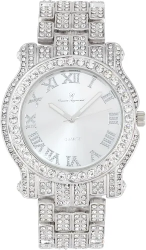Vista 39 de Charles Raymond Bling-ed Out Ultimate Hip Hop Royalty Reloj para hombre con número romano de fácil lectura o indicadores de tiempo de diamantes